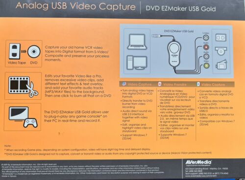 Avermedia Analog USB Video Capture DVD EZMaker USB Gold - Photo 3/10