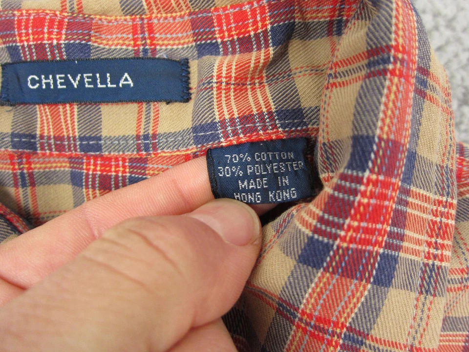 Vintage Arrow Chevella Shirt Adult 38 Medium Red Brown Plaid 80s Cobain Mens - Image 4 of 4