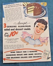 Vintage 1947 Cream corn starch recipe booklet & Aluminum mold ad