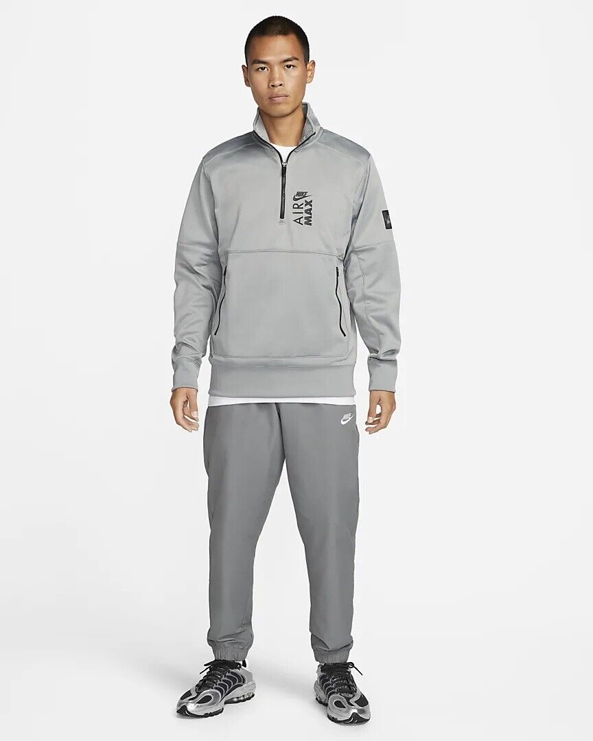 Mens Nike Air Max Pullover 1/4 Zip Jacket Grey Therma Fit Mens Nike Air Max Pullover 1/4 Zip Jacket Grey Therma Fit
