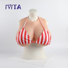 IVITA KK Cup Full Silicone Breast Forms Vest Straps Drag Queen Fake Boobs 14XL