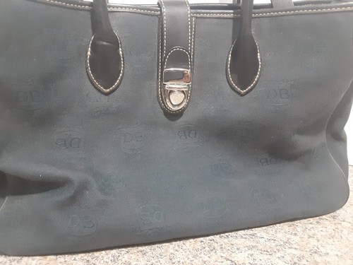 Vintage Dooney Bourke große schwarze Leder/Canvas Logo Tasche H3-321195 - Bild 2 von 16