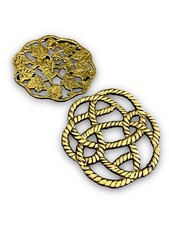 LOT OF TWO VINTAGE BRASS 6.5 INCH TRIVETS FOOTED