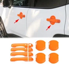 Car Side Door Handle Bowl Frame Cover 12* For Jeep Renegade 2016+ Bright Orange