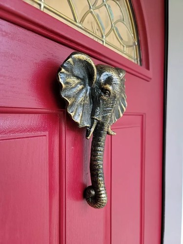 Aluminio Bronce Safari Colmillo Elefante Puerta Llamador Selva Decoración 10.25" Alto - Imagen 3 de 3