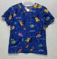 Disney Whinnie the Pooh Halloween Blue Scrub Small