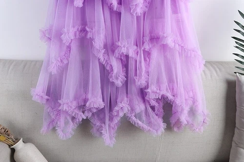 Tulle Long Dress for Women 2023 Summer Cute Irregular Mesh High Waist Maxi Skirt - Bild 14 von 33