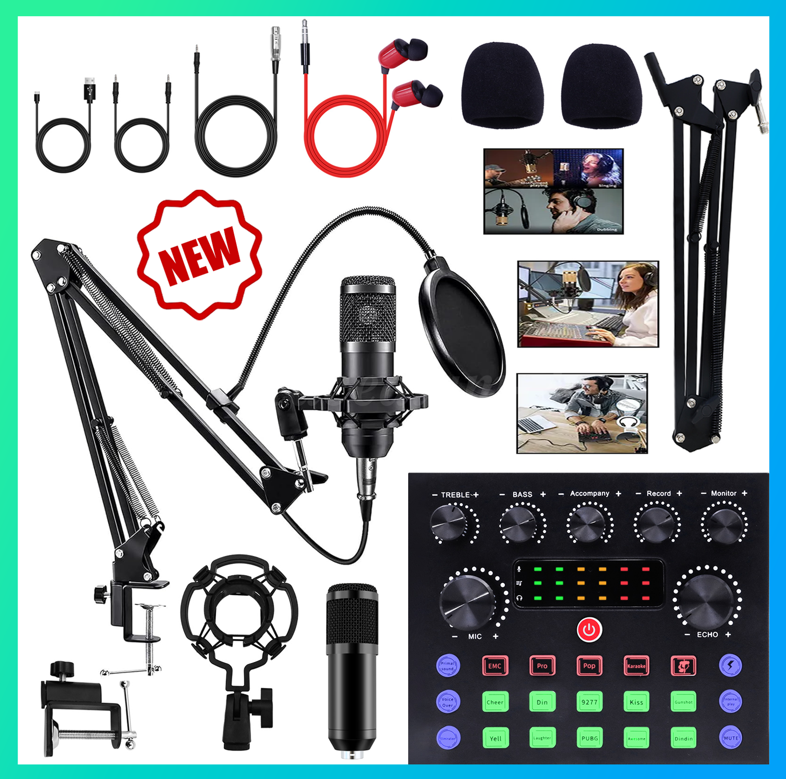 Home Complete Studio Recording Kit Mixer Condenser Microphone Music Podcast