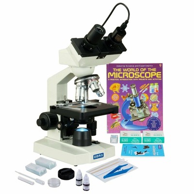 OMAX 2500X LED Lab Microscope+5MP Camera+Slide Preparation Kit+Blank Slides+Book