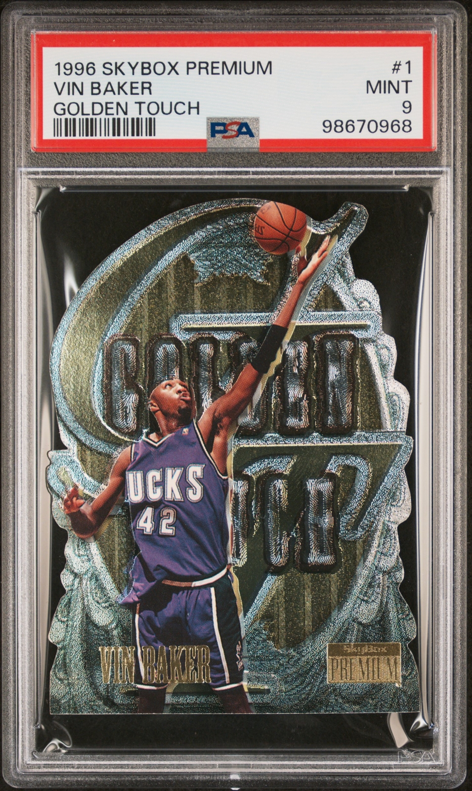 1996 Skybox Premium Golden Touch Vin Baker #1 PSA 9