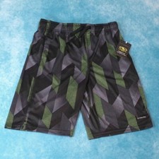 Athletic Works DriWorks Shorts, Boy's, Black/Green/Gray, Size XL 14-16, NWT
