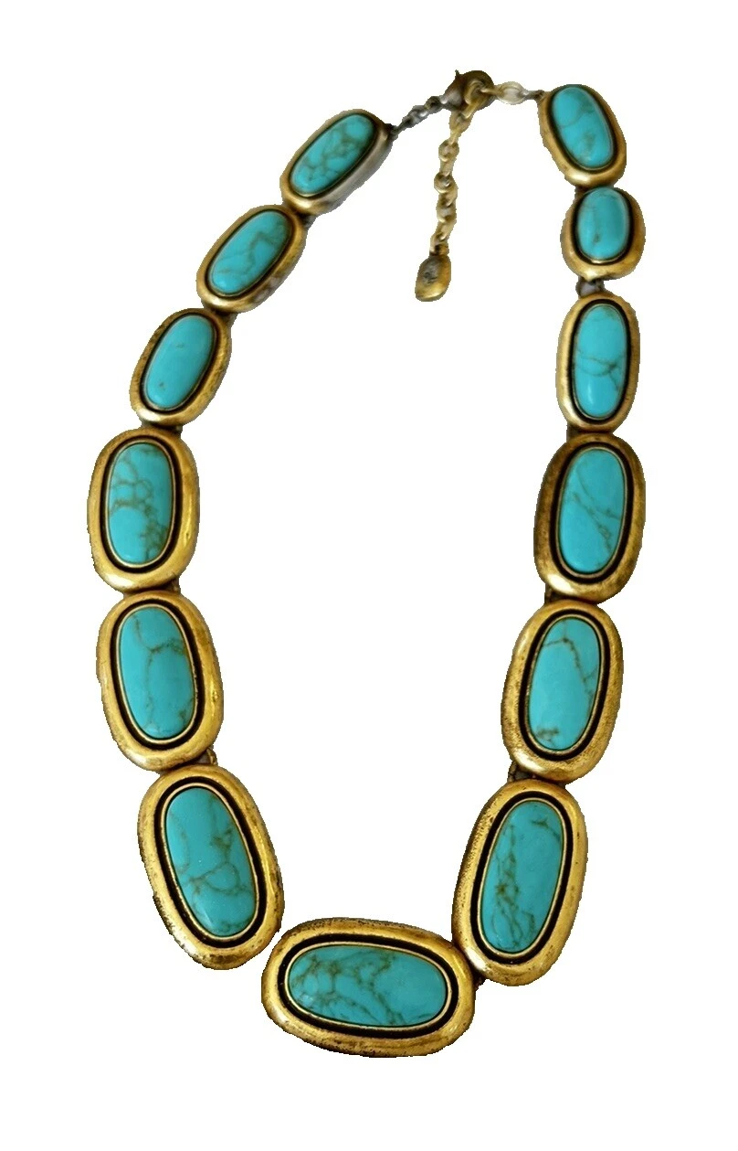 Chapado en Oro Amarillo Ralph Lauren Turquesa Joyería de Moda