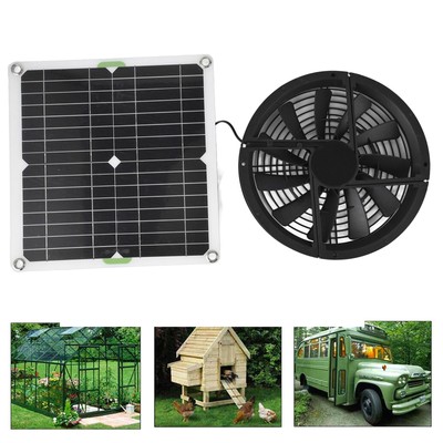 Solar Powered 10 Inch Vent Fan 100W Waterproof Exhaust Kit for Greenhouse For