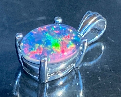Opal Pendant Solid Silver S925 with Rhodium or 14k Gold Finish Best Quality - Picture 20 of 22