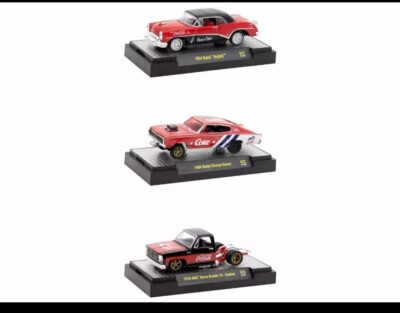 ''COCA-COLA'' 3 PC SET RELEASE 43 1/64 DIECAST MODEL CARS M2 MACHINES 52500-A43