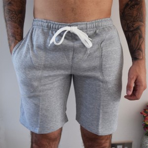 Pantaloncini corti grigi tinta unita. Felpa unisex cotone tasche moda abbigliamento sportivo casual