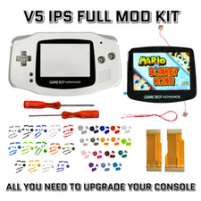 Game Boy Advance GBA V5 IPS LCD Backlit Housing Shell Mod Kit WHITE
