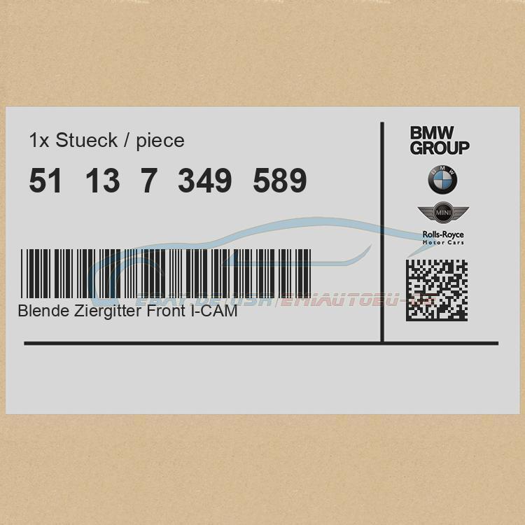 Original BMW 51137349589 - Blende Ziergitter Front I-CAM | eBay 