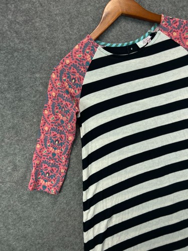 Matilda Jane 435 T Shirt Dress Girls 12 Stripe Floral Faux Button Back 1 - Picture 2 of 12