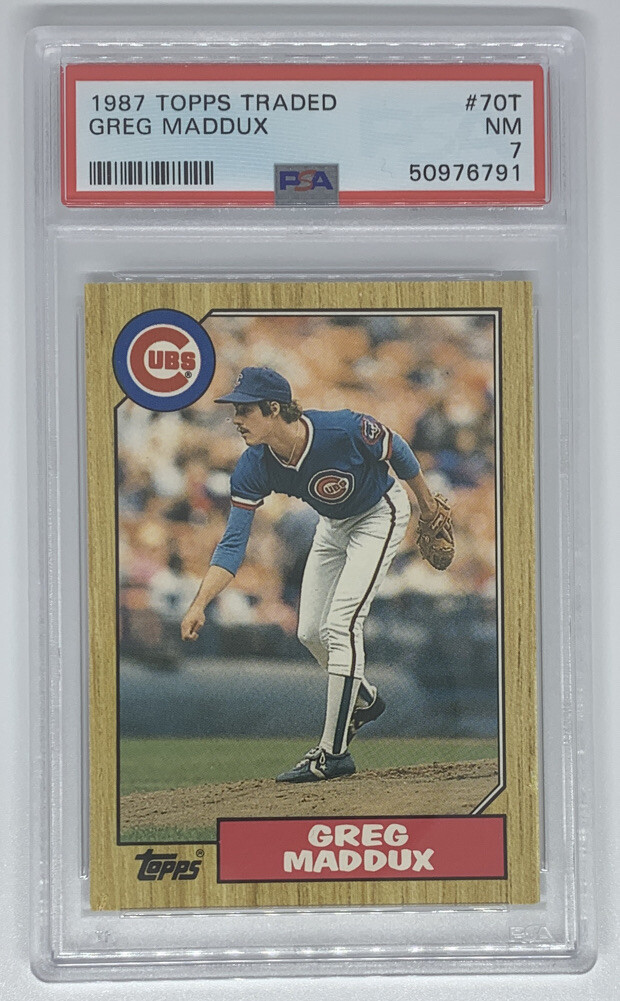 ダイタク　シブゴゴ カード 1987 Topps Traded #70T Greg Maddux Chicago Cubs RC Rookie HOF PSA