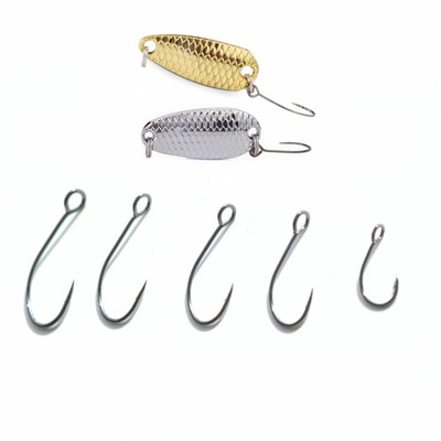 50/100pcs Fishing Inline Single Big Eye Hooks for Spoon Lures Baits