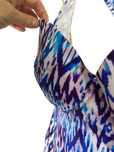 Torrid Chevron Swim 1X Blue One Piece Beach Peplum Tropical Aztec Boho 80s - Picture 7 of 16