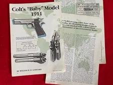 Vintage 1988 Magazine Article/Print Ad Colt’s “Baby” Model 1911 Historical Info