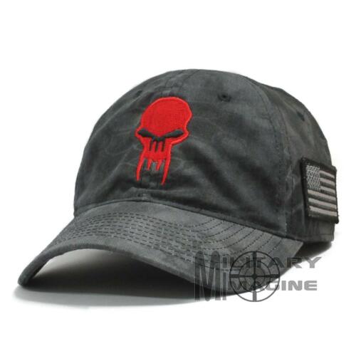 Kryptek Hat Cap Red Skull w/ American Flag patch Outdoor Camo Tactical  - Picture 1 of 5