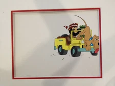 Animation Cel of Jeep with Two Men and a Dog