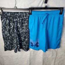 Under Armour Shorts Boys M Black Blue Athletic Gym Active Training Lot Of 2