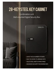 Uniclife 28 Position Key Cabinet with Combination Lock 28 Keys, Black 