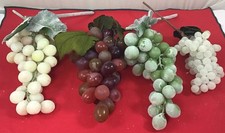 Lot Of 4 Vintage Faux Fruit Grape Clusters Plastic Rubber Realistic Fake Decor