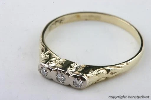 Diamant Brillant Ring 14kt 585 er Jugendstil antik Gr 53 Top! - - Bild 4 von 4