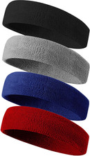 Sweatbands Sport Headbands for Men Women, Terry Cloth Sweat Band for Tennis,