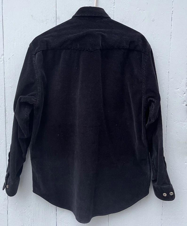 Quality Paul Stuart Italy Corduroy Shirt Mens Medium Black Button Up Long Sleeve - Image 3 of 4