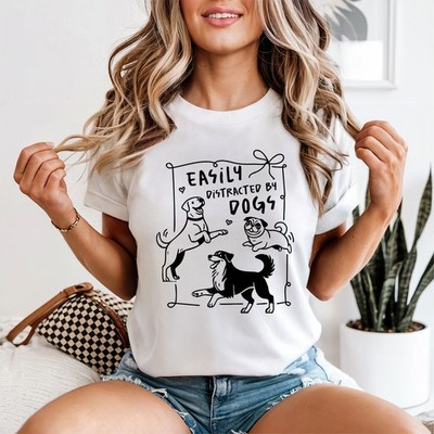 Leicht abgelenkt von Hunden Damen T-Shirt Hundemama Hundeliebhaber