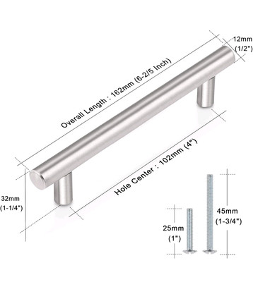 Probrico 9 Pack 4 Inch Modern Cabinet Handles Satin Nickel, Stainless Steel NEW