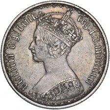 1871 Gothic Florin - Victoria British Silver Coin - Nice