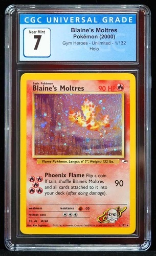 Blaine's Moltres #1/132 Gym Heroes CGC 7 Pokemon Card