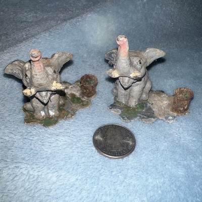 RARE Antique candle holder Sitting elephants hollow lead figure, c. 1900, Heyde