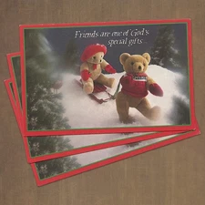 LOT OF 3 Vintage DAYSPRING RELIGIOUS CHRISTMAS Cards + Envelopes, Teddy Bear Fun