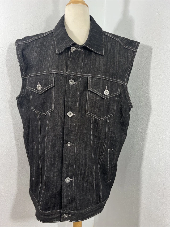 Chaleco Evolution in Design Para Hombre 2XL Negro Denim Motociclista Motocicleta Chaqueta Sin Mangas Foto 2 de 4
