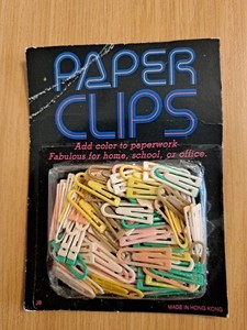 Vintage NOS  Plastic Paper Clips NEW  In Package 5 Different Colors Home Office