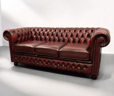 Crest leathers Antique Oxblood Red Chesterfield 3 Seater Sofa