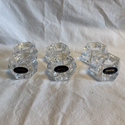 Crystal Hexagon Cube Candle Holders (set of 6) Holds Taper Candle- Stackable
