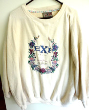 VINTAGE 1980's OR 1990's EXPRESS JEANS FLORAL EMBROIDERED OVERSIZE SWEATSHIRT