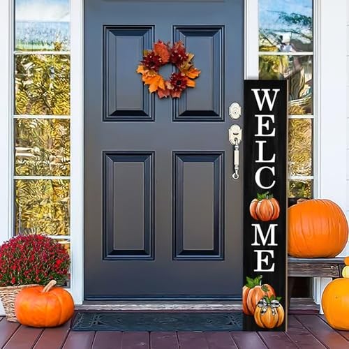Herbst Holz Veranda Schild 47" Kürbis Willkommen Schild für Herbst schwarz und gelb - Bild 6 von 8