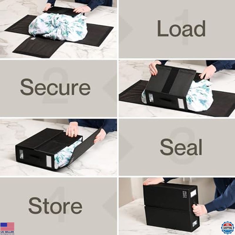Foldable Bed Sheet Organizers Storage Box, 4-Pack with Handles & Label Slot
