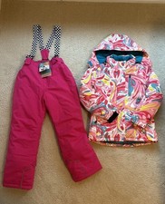 NWT Ski Snowboard Jacket Bib Pants Winter Snow Coats Outfit Girls Pink Sz 14