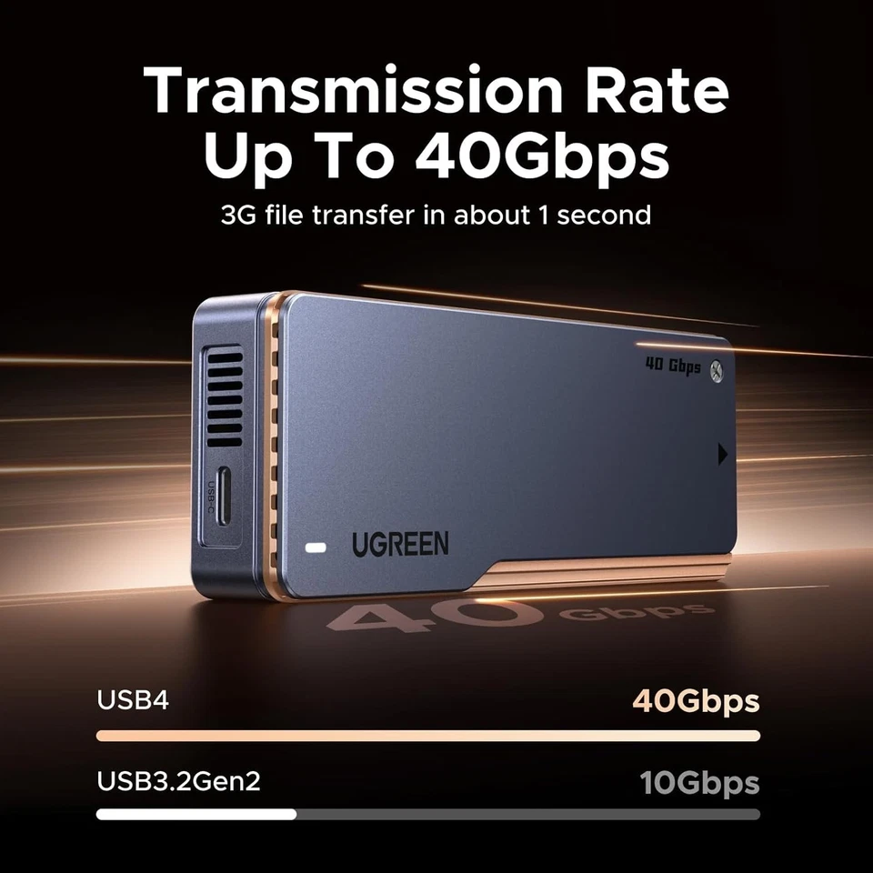 40Gbps M.2 NVMe SSD Enclosure USB4/TB4 with Cooling Fan, Aluminium – 2230–2280 - Image 2 of 4